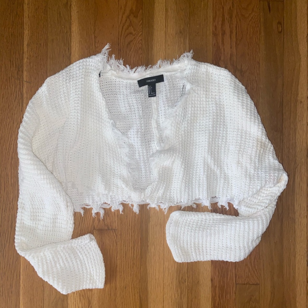 Front tie crop top sweater